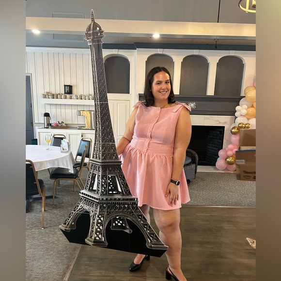 Cider Pink tweed boat neck Dress with Bow Straps - Picture 10 of 10